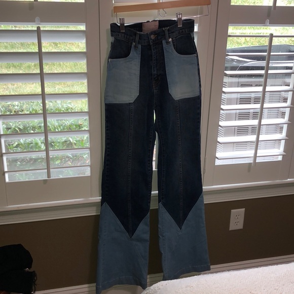 PATCHWORK FLARE JEANS REVICE - Picture 1 of 4